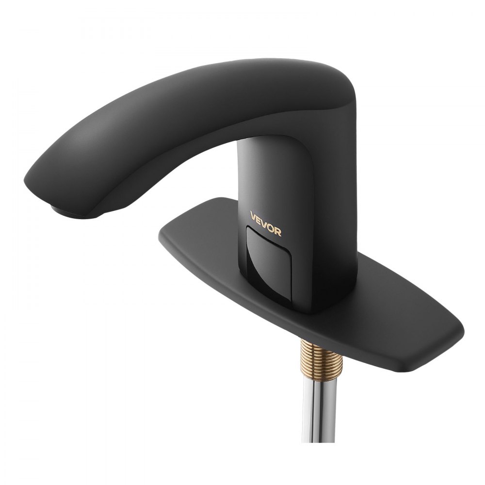 VEVOR Touchless Bathroom Sink Faucet, Automatic Motion Sensor Restroom Toilet Faucet with Hole Cover Plate, Battery Operated,Adjustable Temperature for 14.3mm Pipe Commercial Lavatory,Matte Black