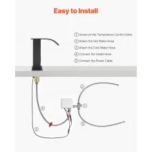 VEVOR Touchless Bathroom Sink Faucet, Automatic Motion Sensor Waterfall Restroom Toilet Faucet with Hole Cover Plate, Battery Operated,Hot/Cold Water for 9/16 in Pipe Commercial Lavatory,Matte Black