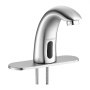 VEVOR Grifo de lavabo de baño sin contacto, con sensor de movimiento automático y placa de cubierta, funciona con pilas, temperatura ajustable para lavabo comercial con tubería de 9/16", níquel cepillado