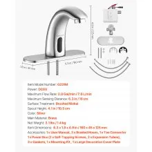 VEVOR Touchless Bathroom Sink Faucet, Automatic Motion Sensor Restroom Toilet Faucet with Hole Cover Plate, Battery Operated,Adjustable Temp for 9/16 in Pipe Commercial Lavatory,Brushed Nickel Silver