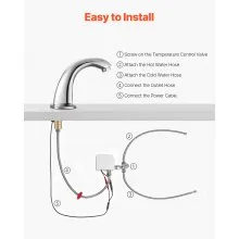 VEVOR Touchless Bathroom Sink Faucet, Automatic Motion Sensor Restroom Toilet Faucet with Hole Cover Plate, Battery Operated,Adjustable Temp for 9/16 in Pipe Commercial Lavatory,Chrome Plated Silver