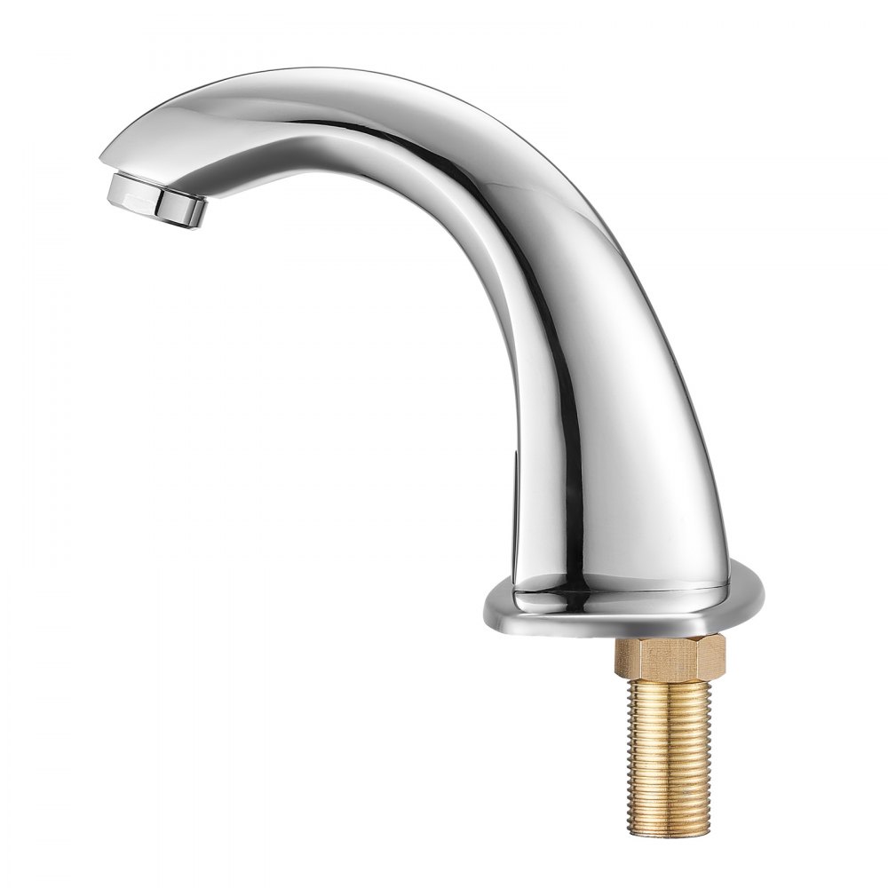 VEVOR Touchless Bathroom Sink Faucet, Automatic Motion Sensor Restroom Toilet Faucet with Hole Cover Plate, Battery Operated,Adjustable Temp for 9.5 mm Pipe Commercial Lavatory,Chrome Plated Silver