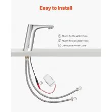 VEVOR Touchless Bathroom Sink Faucet, Automatic Motion Sensor Restroom Toilet Faucet, HandsFree Adjustable Cold Hot Single Handle Water Mixer Battery Operated for 9/16 in Pipe,Brushed Nickel Silver