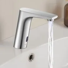 VEVOR Touchless Bathroom Sink Faucet, Automatic Motion Sensor Restroom Toilet Faucet, HandsFree Adjustable Cold Hot Single Handle Water Mixer Battery Operated for 9/16 in Pipe,Brushed Nickel Silver