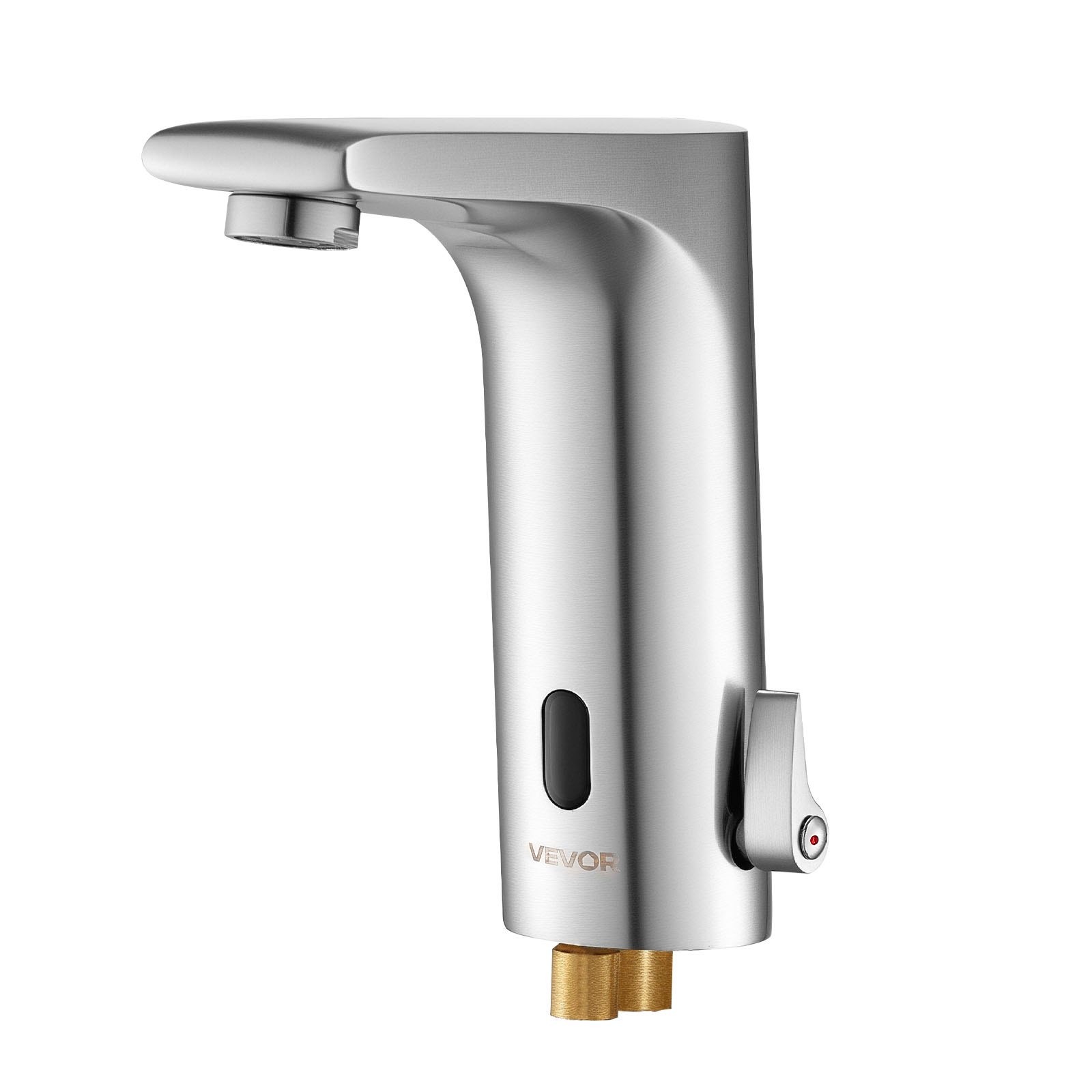 VEVOR Touchless Bathroom Sink Faucet, Automatic Motion Sensor Restroom Toilet Faucet, HandsFree Adjustable Cold Hot Single Handle Water Mixer Battery Operated for 9.5 mm Pipe,Brushed Nickel Silver