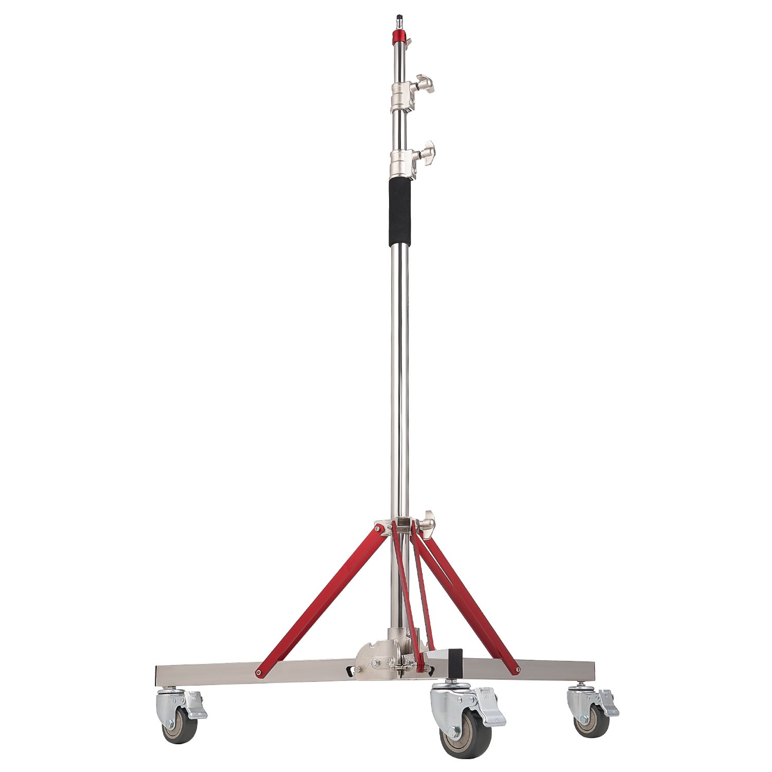 VEVOR Heavy Duty Light Stand with Casters, Max Height 10.5 ft/320 cm, Adjustable Tripod Stand with Stainless Steel, Photography Wheeled Base Stand, for Studio Softbox, Monolight, Reflector Shooting