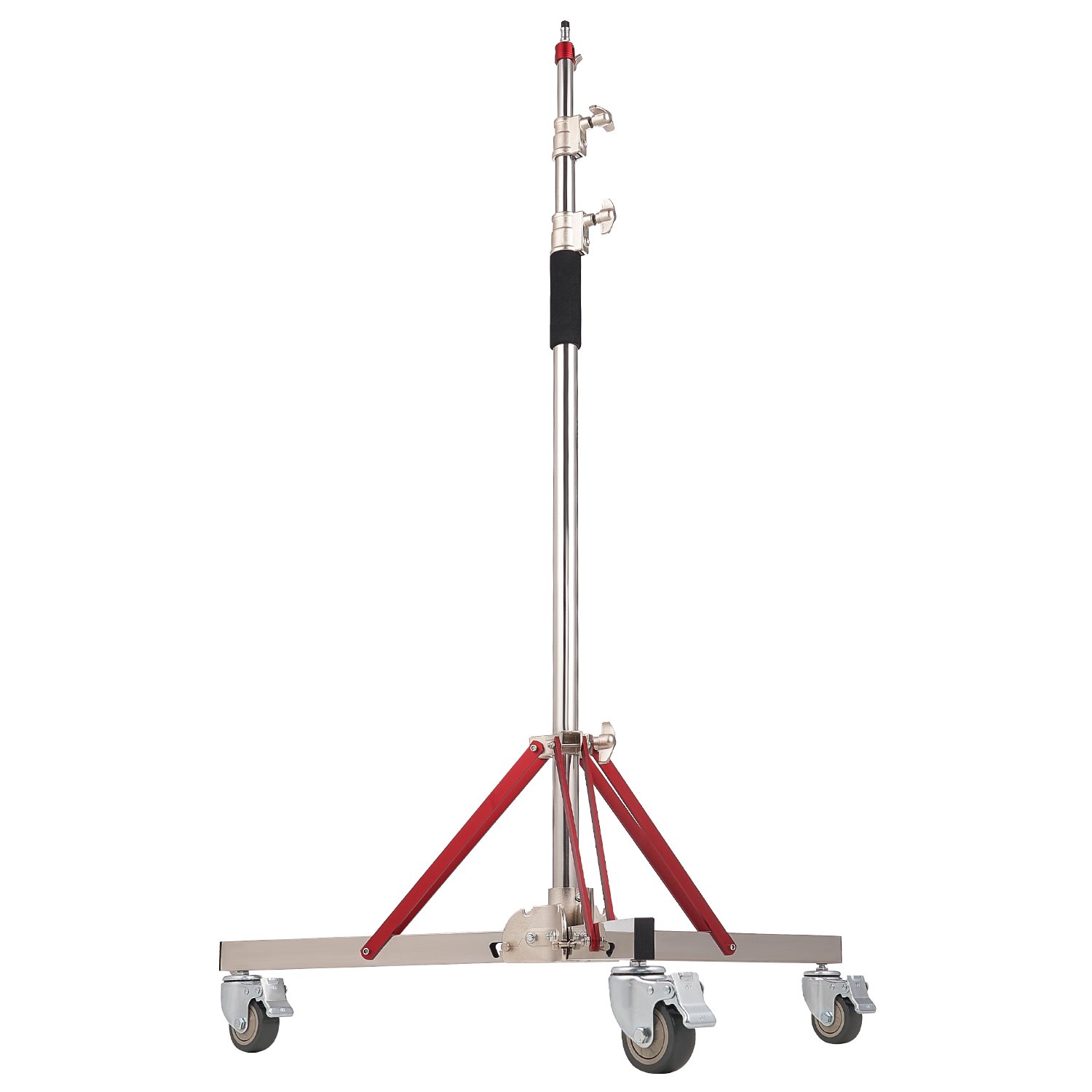 VEVOR Heavy Duty Light Stand with Casters, Max Height 10.5 ft/320 cm, Adjustable Tripod Stand with Stainless Steel, Photography Wheeled Base Stand, for Studio Softbox, Monolight, Reflector Shooting