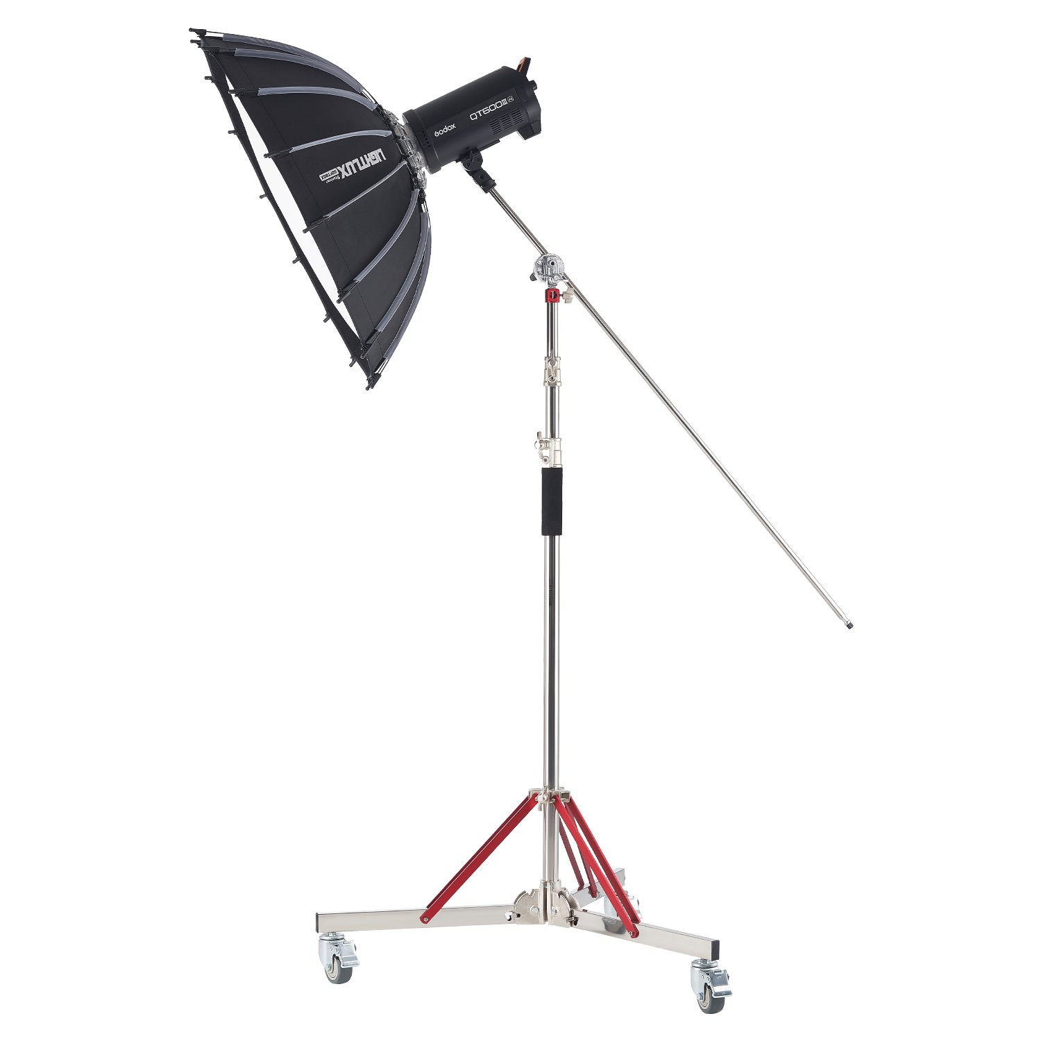 VEVOR Heavy Duty Light Stand with Casters, Max Height 10.5 ft/320 cm, Adjustable Tripod Stand with Stainless Steel, Photography Wheeled Base Stand, for Studio Softbox, Monolight, Reflector Shooting