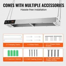 VEVOR French Fry Food Warmer, 850W Commercial Strip Food Heating Lamp, Electric Stainless Steel Warming Light Dump Station, Overhead 104-122°F Fries Warmer for Chip Buffet Kitchen Restaurant, Silver