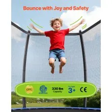 VEVOR Outdoor Trampoline, 10FT Recreational Trampoline, ASTM Approved Trampolines with Enclosure Net & Thickened Pad, Max 265 lbs Weight Capacity, Anti-Rust Backyard Trampolines for Kids & Adults