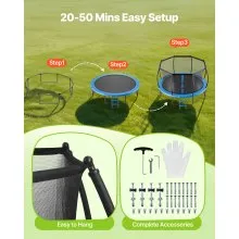 VEVOR Outdoor Trampoline, 10FT Recreational Trampoline, ASTM Approved Trampolines with Enclosure Net & Thickened Pad, Max 265 lbs Weight Capacity, Anti-Rust Backyard Trampolines for Kids & Adults