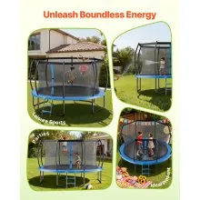 VEVOR Outdoor Trampoline, 10FT Recreational Trampoline, ASTM Approved Trampolines with Enclosure Net & Thickened Pad, Max 265 lbs Weight Capacity, Anti-Rust Backyard Trampolines for Kids & Adults
