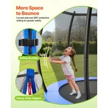 VEVOR Outdoor Trampoline, 14FT Recreational Trampoline, ASTM Approved Trampolines with Enclosure Net & Thickened Pad, Max 450 lbs Weight Capacity, Anti-Rust Backyard Trampolines for Kids & Adults