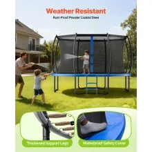 VEVOR Outdoor Trampoline, 14FT Recreational Trampoline, ASTM Approved Trampolines with Enclosure Net & Thickened Pad, Max 450 lbs Weight Capacity, Anti-Rust Backyard Trampolines for Kids & Adults