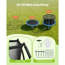 VEVOR Outdoor Trampoline, 14FT Recreational Trampoline, ASTM Approved Trampolines with Enclosure Net & Thickened Pad, Max 450 lbs Weight Capacity, Anti-Rust Backyard Trampolines for Kids & Adults