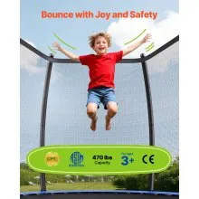 VEVOR Outdoor Trampoline, 15FT Recreational Trampoline, ASTM Approved Trampolines with Enclosure Net & Thickened Pad, Max 470 lbs Weight Capacity, Anti-Rust Backyard Trampolines for Kids & Adults