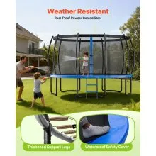 VEVOR Outdoor Trampoline, 15FT Recreational Trampoline, ASTM Approved Trampolines with Enclosure Net & Thickened Pad, Max 470 lbs Weight Capacity, Anti-Rust Backyard Trampolines for Kids & Adults