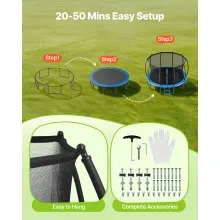 VEVOR Outdoor Trampoline, 15FT Recreational Trampoline, ASTM Approved Trampolines with Enclosure Net & Thickened Pad, Max 470 lbs Weight Capacity, Anti-Rust Backyard Trampolines for Kids & Adults
