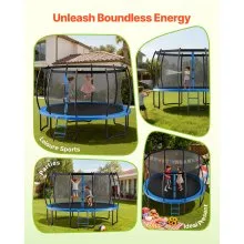 VEVOR Outdoor Trampoline, 15FT Recreational Trampoline, ASTM Approved Trampolines with Enclosure Net & Thickened Pad, Max 470 lbs Weight Capacity, Anti-Rust Backyard Trampolines for Kids & Adults