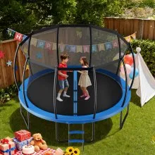 VEVOR Outdoor Trampoline, 15FT Recreational Trampoline, ASTM Approved Trampolines with Enclosure Net & Thickened Pad, Max 470 lbs Weight Capacity, Anti-Rust Backyard Trampolines for Kids & Adults