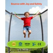VEVOR Outdoor Trampoline, 16FT Recreational Trampoline, ASTM Approved Trampolines with Enclosure Net & Thickened Pad, Max 475 lbs Weight Capacity, Anti-Rust Backyard Trampolines for Kids & Adults