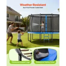 VEVOR Outdoor Trampoline, 16FT Recreational Trampoline, ASTM Approved Trampolines with Enclosure Net & Thickened Pad, Max 475 lbs Weight Capacity, Anti-Rust Backyard Trampolines for Kids & Adults