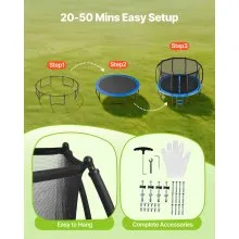 VEVOR Outdoor Trampoline, 16FT Recreational Trampoline, ASTM Approved Trampolines with Enclosure Net & Thickened Pad, Max 475 lbs Weight Capacity, Anti-Rust Backyard Trampolines for Kids & Adults