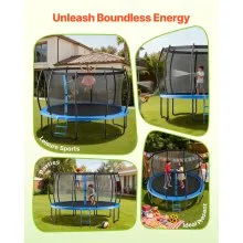 VEVOR Outdoor Trampoline, 16FT Recreational Trampoline, ASTM Approved Trampolines with Enclosure Net & Thickened Pad, Max 475 lbs Weight Capacity, Anti-Rust Backyard Trampolines for Kids & Adults