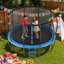 VEVOR Outdoor Trampoline, 16FT Recreational Trampoline, ASTM Approved Trampolines with Enclosure Net & Thickened Pad, Max 475 lbs Weight Capacity, Anti-Rust Backyard Trampolines for Kids & Adults
