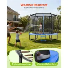 VEVOR Outdoor Trampoline, 8FT Recreational Trampoline, ASTM Approved Trampolines with Enclosure Net & Thickened Pad, Max 265 lbs Weight Capacity, Anti-Rust Backyard Trampolines for Kids & Adults