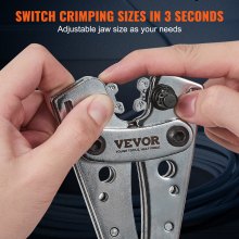 VEVOR Crimping Tool, AWG10-1/0 Copper And Aluminum Terminal Battery Lug Crimper, 6 Wire Sizes Crimping Die, with a Cutting Pliers, Gloves, 95pcs Copper Ring Connectors, and 100pcs Heat Shrink Tubes