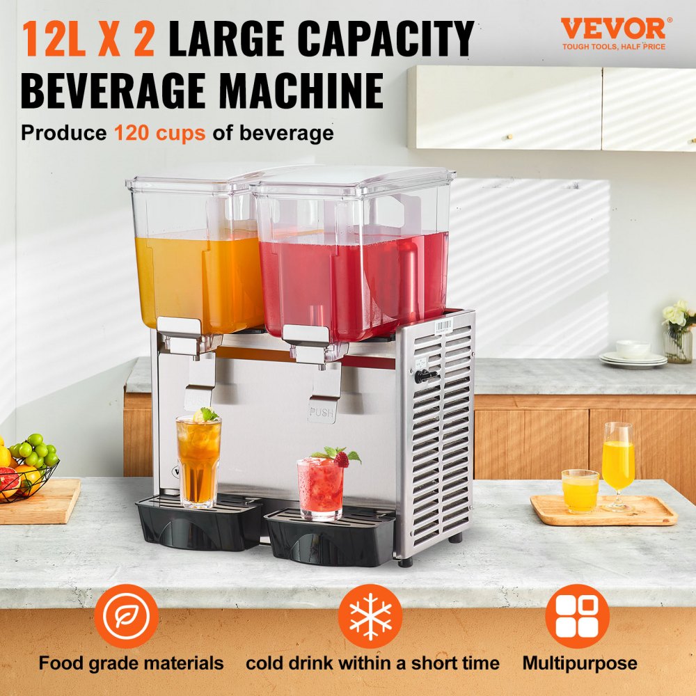 VEVOR Insulated Beverage Dispenser, 10 Gallon, Food-grade LL9450UP Hot and Cold Beverage Server, Thermal Drink Dispenser Cooler with 1.18 in PU