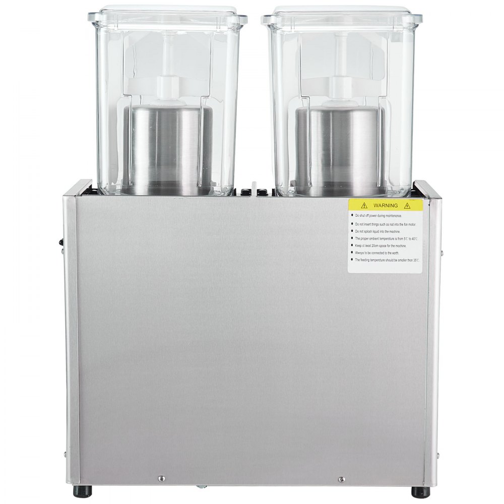 VEVOR Commercial Beverage Dispenser, 13.6 Qt 12L 2 Tanks Ice Tea Drink Machine, 280W 304 Stainless Steel Juice Dispenser with 41℉-53.6℉ Thermostat Controller, for Cold Drink Restaurant Hotel Party