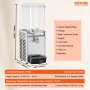 VEVOR Commercial Beverage Dispenser, 20.4 Qt 18L Single Tank Ice Tea Drink Machine, 325W 304 Stainless Steel Juice Dispenser with 41℉-53.6℉ Thermostat Controller, for Cold Drink Restaurant Hotel Party
