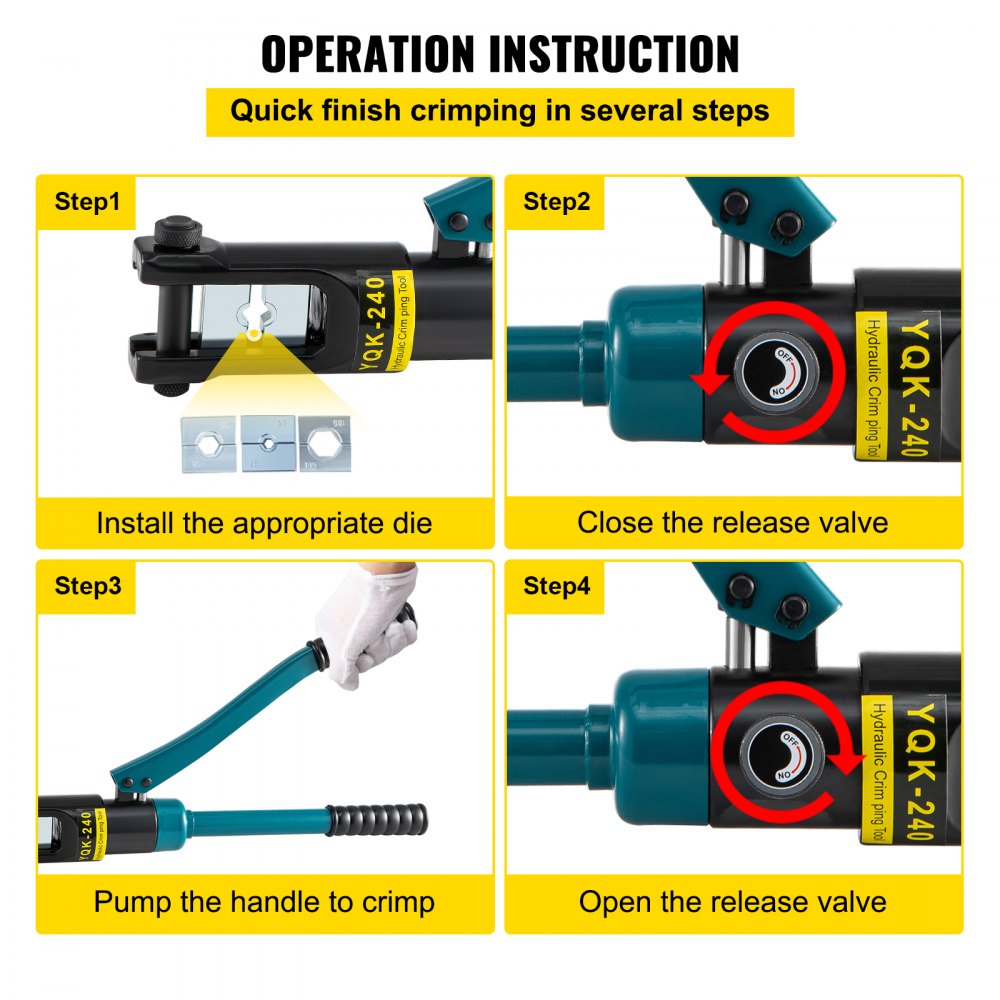 VEVOR Hydraulic Wire Crimper (240mm²)