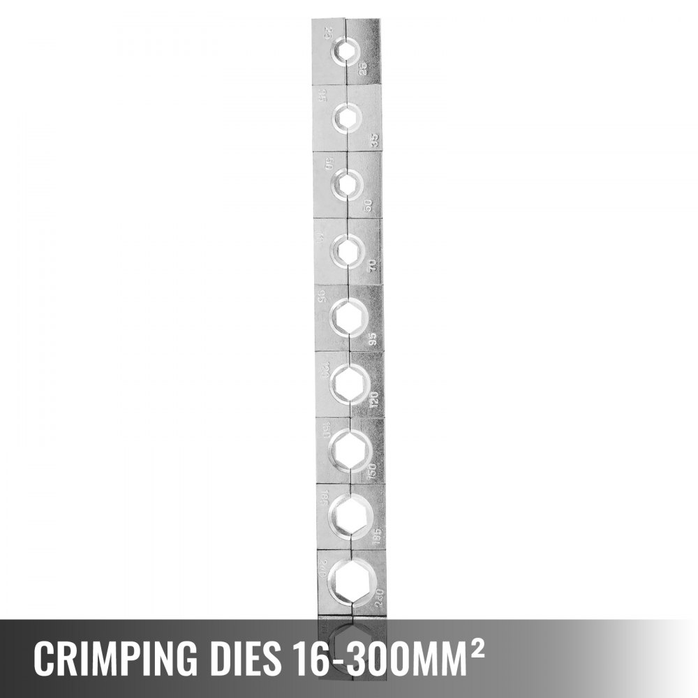 VEVOR Hydraulic Wire Crimper Battery Cable Lug Terminal Crimper 16 US Ton 11 Dies Hydraulic Crimper 6 AWG to 600 MCM Electrical Crimping Tool (16T 300mm²)