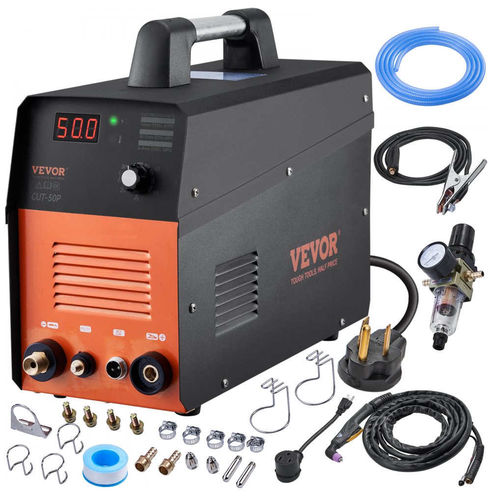 VEVOR Plasma Cutter 50Amp Non-Touch Pilot Arc Air Cutting Machine with Torch 110V/220V Dual Voltage Ac Igbt Inverter Metal Cutting Equipment for