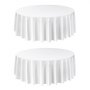 VEVOR White Round Tablecloths 2 Pack, 120 Inches in Diameter, Stain- & Wrinkle- Resistant, Machine Washable Table Clothes, Polyester Fabric Table Covers for Wedding, Party, Banquet, Formal Events