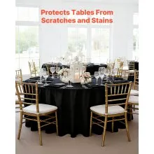 VEVOR Black Round Tablecloths 10 Pack, 120 Inches in Diameter, Stain- & Wrinkle- Resistant, Machine Washable Table Clothes, Polyester Fabric Table Covers for Wedding, Party, Banquet, Formal Events