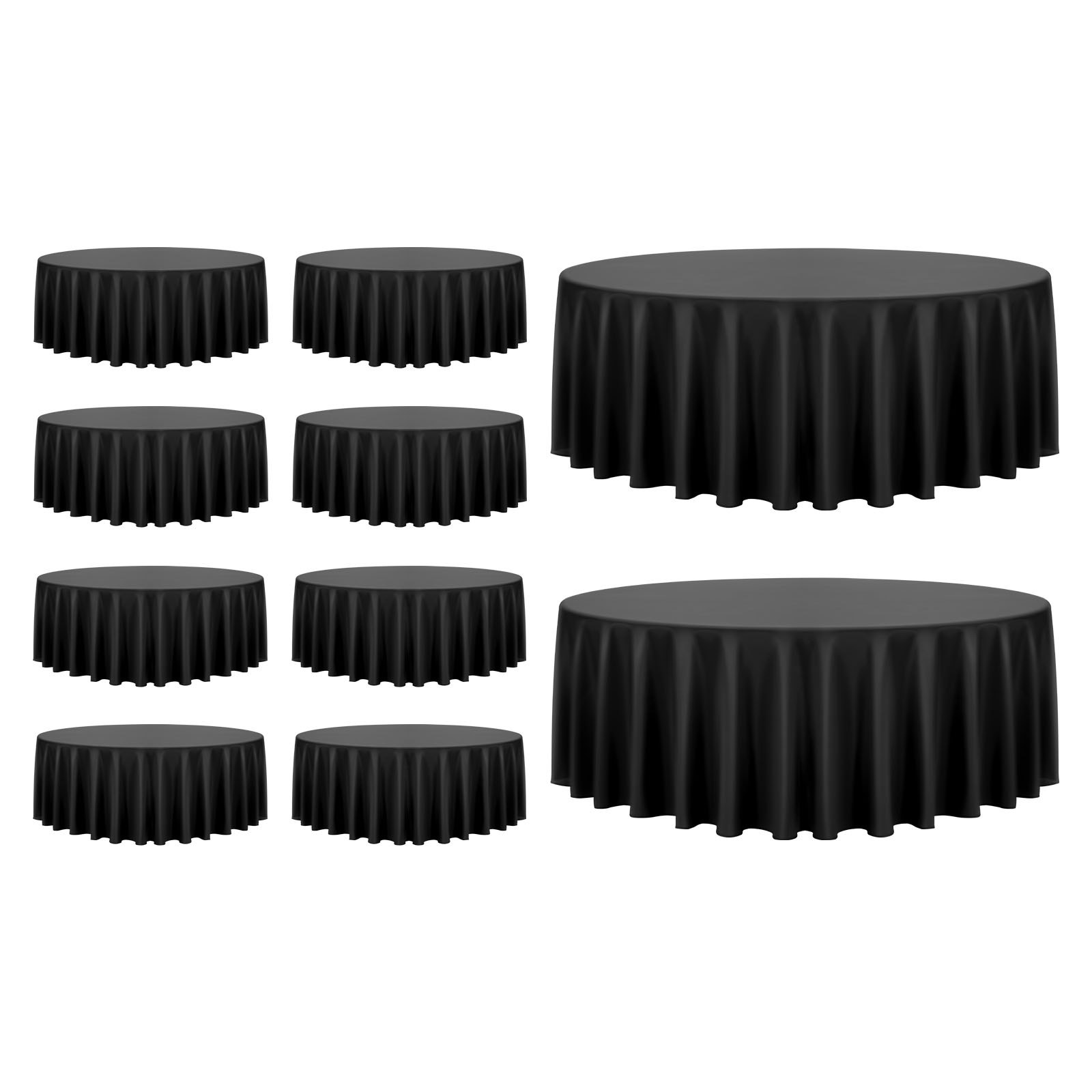 VEVOR Black Round Tablecloths 10 Pack, 120 Inches in Diameter, Stain- & Wrinkle- Resistant, Machine Washable Table Clothes, Polyester Fabric Table Covers for Wedding, Party, Banquet, Formal Events