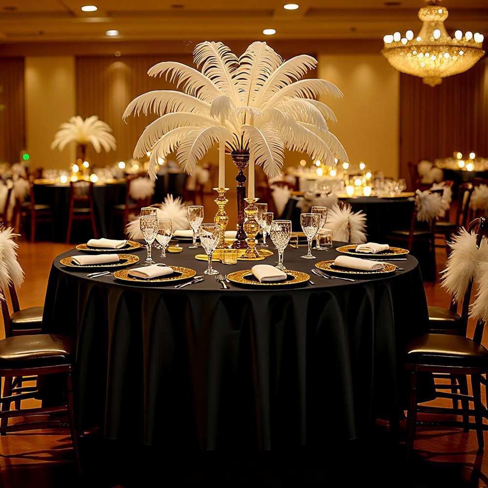 VEVOR Black Round Tablecloths 6 Pack, 120 Inches in Diameter, Stain- & Wrinkle- Resistant, Machine Washable Table Clothes, Polyester Fabric Table Covers for Wedding, Party, Banquet, Formal Events