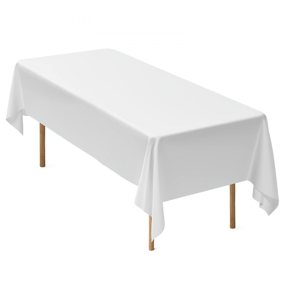 VEVOR White Tablecloths for Rectangle Tables, 10 Pack, 60 x 102 Inches, Reusable and Machine Washable Table Clothes, Wrinkle-Resistant Polyester Fabric Table Covers for Wedding, Party, Banquet