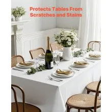 VEVOR White Tablecloths for Rectangle Tables, 10 Pack, 60 x 102 Inches, Reusable and Machine Washable Table Clothes, Wrinkle-Resistant Polyester Fabric Table Covers for Wedding, Party, Banquet