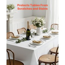 VEVOR White Tablecloths for Rectangle Tables, 6 Pack, 60 x 102 Inches, Reusable and Machine Washable Table Clothes, Wrinkle-Resistant Polyester Fabric Table Covers for Wedding, Party, Banquet