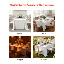 VEVOR White Tablecloths for Rectangle Tables, 6 Pack, 60 x 102 Inches, Reusable and Machine Washable Table Clothes, Wrinkle-Resistant Polyester Fabric Table Covers for Wedding, Party, Banquet