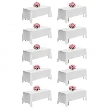 VEVOR White Tablecloths for Rectangle Tables, 10 Pack, 70 x 120 Inches, Reusable and Machine Washable Table Clothes, Wrinkle-Resistant Polyester Fabric Table Covers for Wedding, Party, Banquet