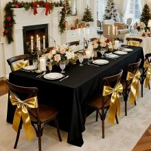 VEVOR Black Tablecloths for Rectangle Tables, 6 Pack, 70 x 120 Inches, Reusable and Machine Washable Table Clothes, Wrinkle-Resistant Polyester Fabric Table Covers for Wedding, Party, Banquet