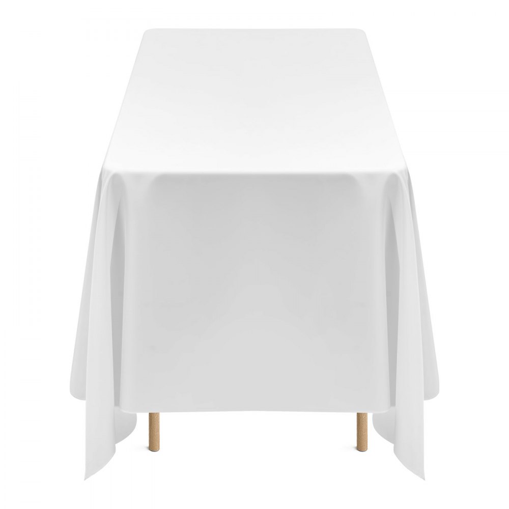 Manteles blancos VEVOR para mesas rectangulares, paquete de 6, 187 x 304 cm, reutilizables y lavables a máquina, de poliéster antiarrugas, para bodas, fiestas y banquetes.