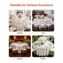 VEVOR White Round Tablecloths 10 Pack, 90 Inches in Diameter, Stain- & Wrinkle- Resistant, Machine Washable Table Clothes, Polyester Fabric Table Covers for Wedding, Party, Banquet, Formal Events