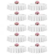 VEVOR White Round Tablecloths 10 Pack, 90 Inches in Diameter, Stain- & Wrinkle- Resistant, Machine Washable Table Clothes, Polyester Fabric Table Covers for Wedding, Party, Banquet, Formal Events